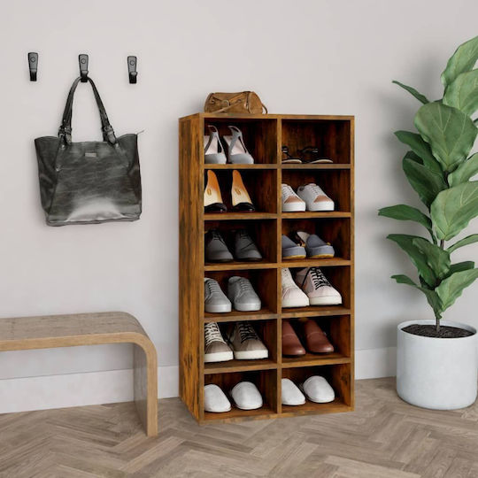 Wooden Shoe Organizer with 12 Shelves Oak 54x34x100.5cm
