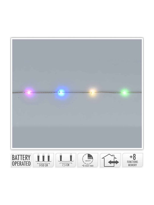 192 Λαμπάκια LED 14.5μ. Πολύχρωμα Μπαταρίας σε Σειρά