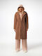 Be:Nation Women's Sherpa Midi Coat with Buttons Brown