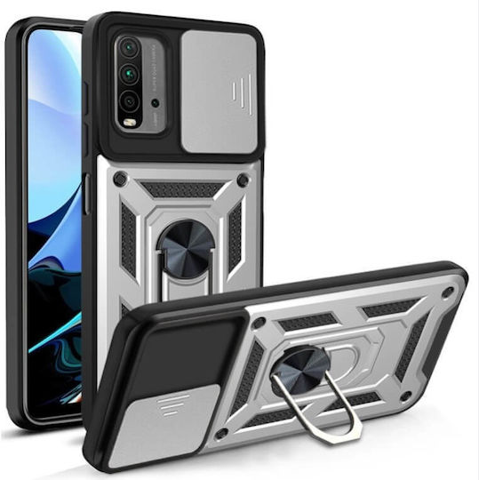 Bodycell Armor Slider Back Cover Plastic Silver (Poco M3 / Redmi 9T)