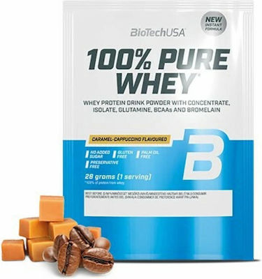 Biotech USA 100% Pure Whey Πρωτεΐνη Ορού Γάλακτος Χωρίς Γλουτένη με Γεύση Caramel Cappuccino 28gr