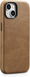 iCarer Oil Wax Premium Leather Tan (iPhone 14 Plus)