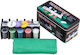 Exas Paper Set von 200 nummerierten Pokerchips in Metallische Box mit 2 Kartenspielen und Filz