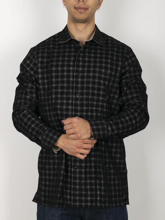 La Martina Men's Shirt Long Sleeve Checked Black