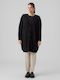 Billie Long Women's Knitted Cardigan with Buttons Black