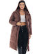Lang Damen Puffer Jacke für Winter Braun