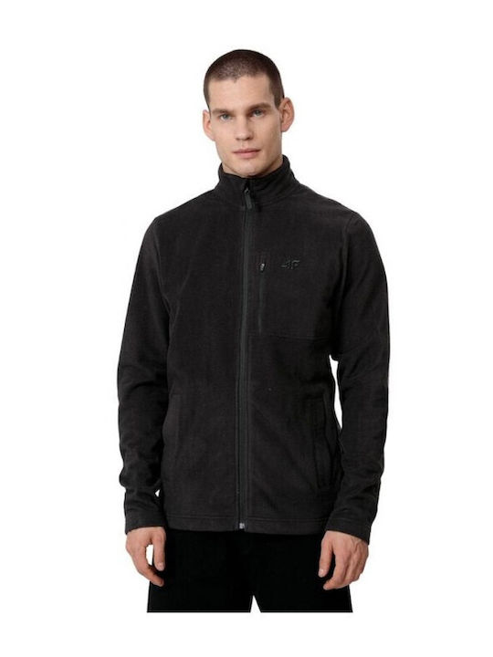 4F Jachetă Fleece pentru Bărbați cu Fermoar Neagră