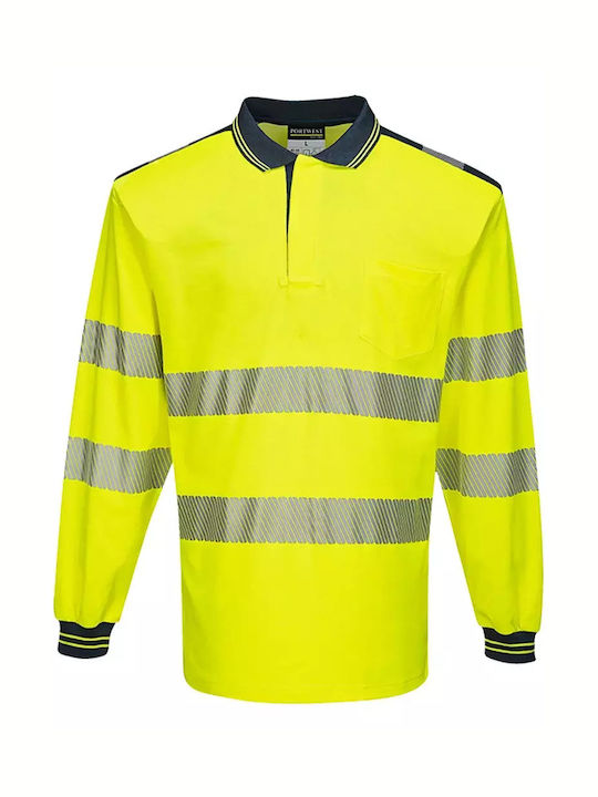 Portwest Work Polo Shirt Yellow with Reflective Tapes