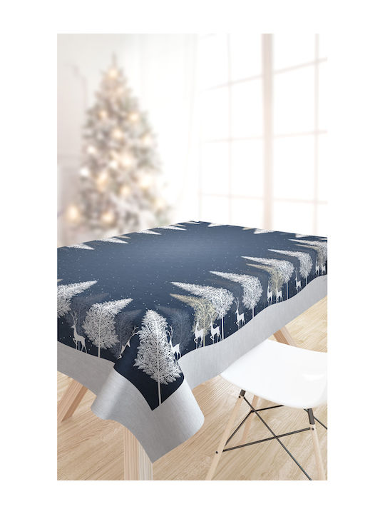 Saint Clair Weihnachts- Geflochtenes Tischtuch Kunststoff Blau B220xL145cm. 1Stück