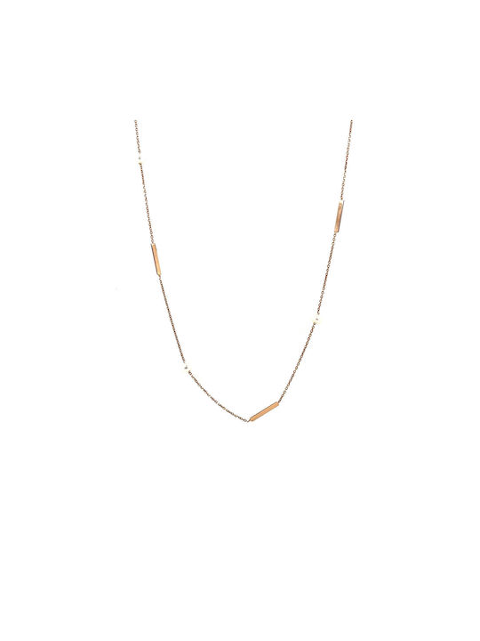 Necklace Rose Gold with Pearls 14K