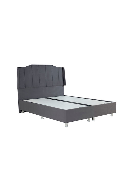 Bismuth Κρεβάτι Υπέρδιπλο Επενδυμένο με Ύφασμα Γκρι για Στρώμα 160x200cm