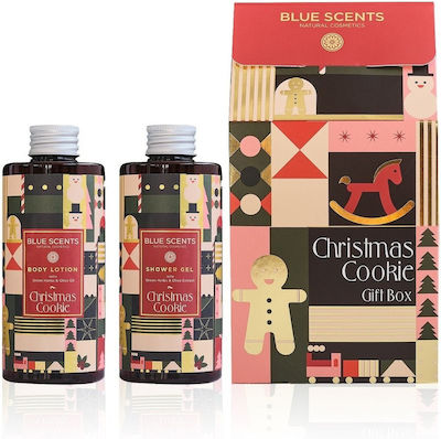 Blue Scents Christmas Cookie Skin Care Set for Moisturizing & Cleaning Body Cleaning with Bubble Bath & Body Cream