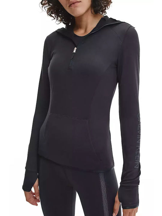 Calvin Klein Long Sleeve Women's Blouse with Hood Black 00GWH1K201-001