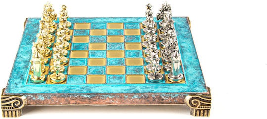 Manopoulos Handgefertigt Schach Metallisch mit Schachfiguren 20x20cm