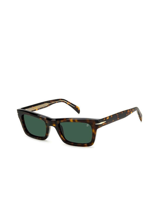 David Beckham Men's Sunglasses with Brown Tartaruga Plastic Frame and Green Lens DB 7091/s 086/QT
