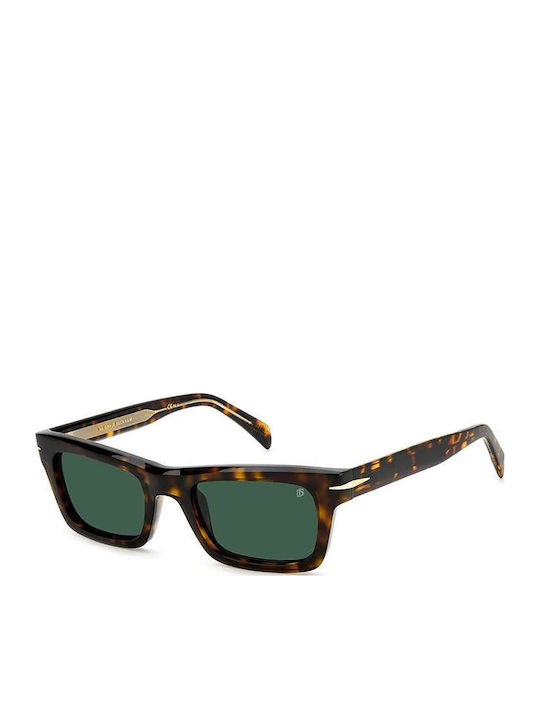 David Beckham Men's Sunglasses with Brown Tartaruga Plastic Frame and Green Lens DB 7091/s 086/QT