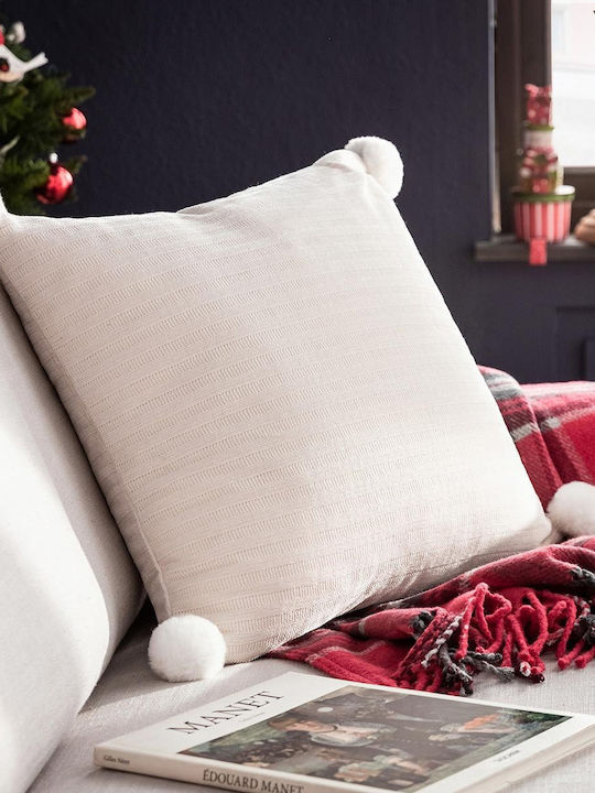 Gofis Home Christmas Decorative Square Pillowcase Ecru 43x43cm