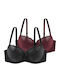 Makayla Bra Underwire Black/Bordeaux