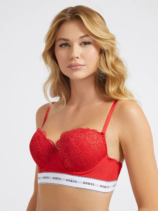 Guess Balconette Κόκκινο Σουτιέν με Ελαφριά Ενί...