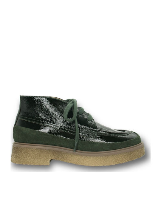 Δερμάτινα Γυναικεία Μποτάκια Oxfords Πράσινα