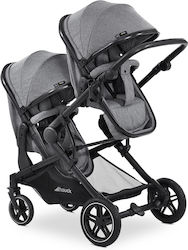 Hauck Atlantic Twin Adjustable Double Stroller Suitable for Newborn Melange Grey