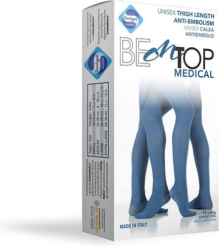 Be On Top Socken Oberschenkelhoch mit Silikon 19 mmHg Weiß