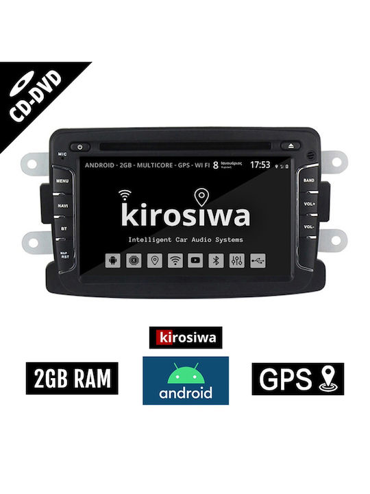 Kirosiwa Car Audio System for Dacia Logan / Sandero / Duster 2012-2019 (Bluetooth/USB/WiFi/GPS/CD) with Touch Screen 7"