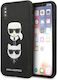 Karl Lagerfeld Saffiano Ikonik Karl&Choupette Head Back Cover Synthetic Leather / Plastic / Silicone Black (iPhone XS Max)
