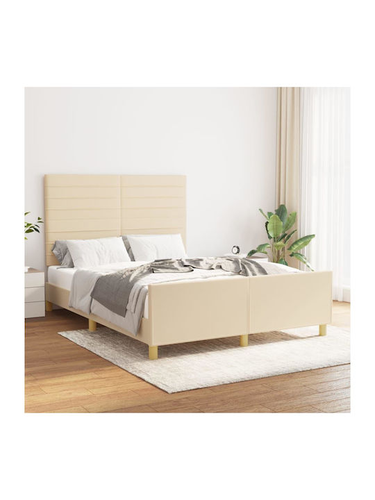 Doppelbett Mit Stoff Ecru Für Matratze 140x200cm