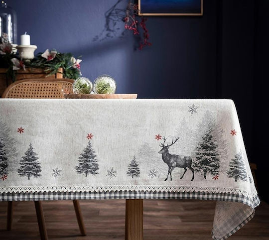 Gofis Home Weihnachtlich Tischtuch Quadrat Stoff Beige L135xB135cm.