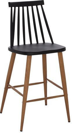 Stool Bar with Backrest made of Polypropylene Vanessa Black 43x45x97cm