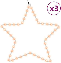 vidaXL Plastic Illuminated Christmas Decorative Hanging Star 56cm 3pcs White