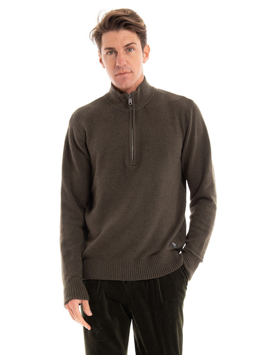 Jack & Jones Men's Long Sleeve Sweater with Zipper Khaki