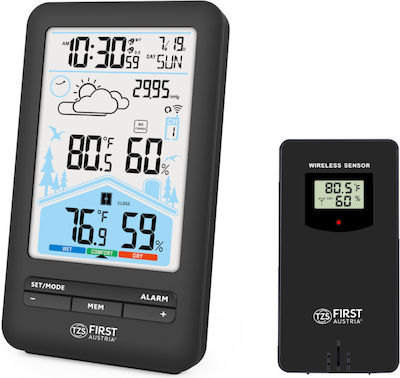 First Austria FA-2461-7 Wireless Digital Weather Station Wall Mounted Black