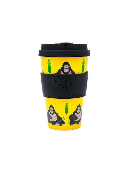 QuyCup Becher Bamboo mit Deckel Gelb 400ml