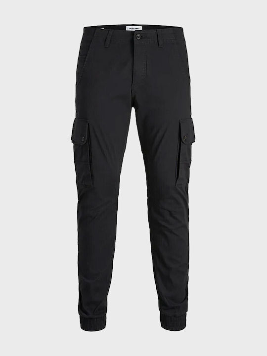 Men's Trousers Cargo Elastic Regular Fit Black