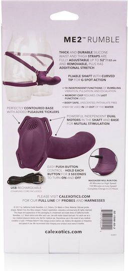 Calexotics Me2 Rumbler Harness με Dildo 16.5cm και Δόνηση σε Μωβ Χρώμα