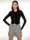 Toi&Moi Women's Crop Top Long Sleeve Black