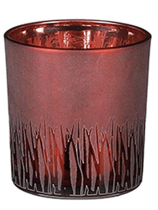 Atmosphera Kerzenhalter Glas in Rot Farbe 7x7x8cm 1Stück