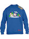 Kids Sweatshirt Blue Christmas Santa Claus Reindeer
