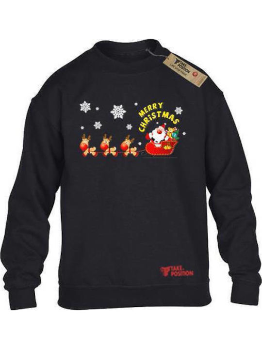 Kids Sweatshirt Black Christmas Santa Claus Cartoon