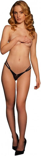 Le Désir Ella Elastic Mesh Thong with Sliders and Golden Details Black