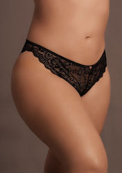 Le Désir Claire Frauen Sexy Brasilien Elastischer Spitzenslip mit goldenen Details Black