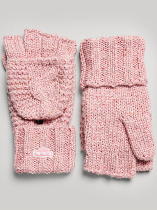 Superdry Rose Tweed Γυναικεία Πλεκτά Γάντια με Κομμένα Δάχτυλα