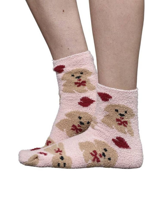 Noidinotte Γυναικείες Κάλτσες με Σχέδια Pink/Brown