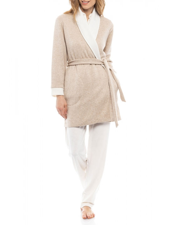 Pink Label Winter Women's Robe Beige