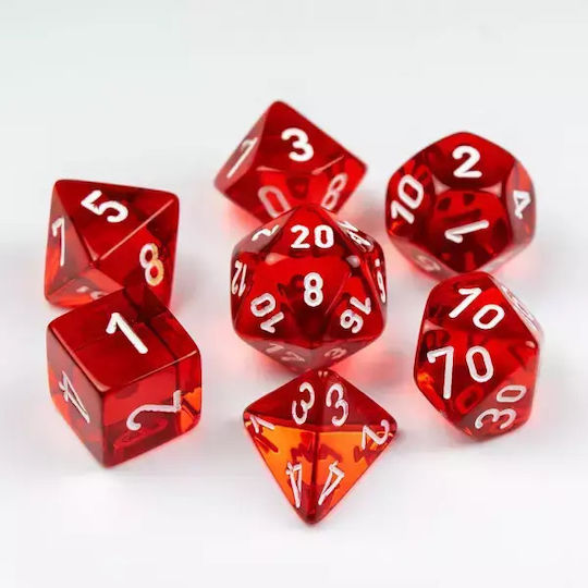 Chessex Call of Cthulhu Dice Translucent Red/White Polyhedral 7pcs 23074