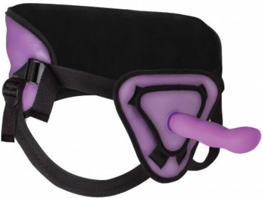 Shots Ouch Deluxe Silicone Strap On Harness with Dildo 20.5cm in Purple Color
