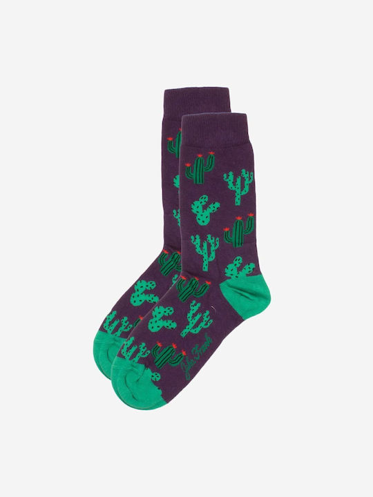 John Frank Cactus Damen Gemusterte Socken Lila 1Pack