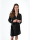 Vamp Winter Women's Cotton Robe with Nightdress Black